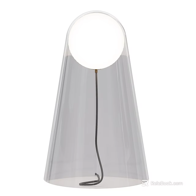 Modern Transparent Glass Table Lamp With Round White Shade And Minimalist Design 3d model 