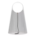 Modern Transparent Glass Table Lamp With Round White Shade And Minimalist Design