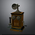 Classic Vintage Telephone With Wooden Cabinet Horn Receiver And Rotary Dials