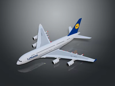 Lufthansa Commercial Passenger Airplane With White Body Blue Tail And Yellow Logo 3d model