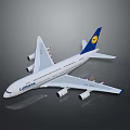 Lufthansa Commercial Passenger Airplane With White Body Blue Tail And Yellow Logo