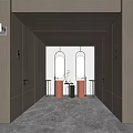 Modern Public Restroom Interior With Wooden Walls Oval Mirrors And Orange Washbasins