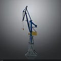 Blue Industrial Construction Crane With Tall Tower Boom And Stable Base Design
