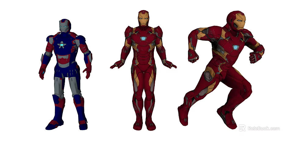 Iron Man Game And Movie Characters With Different Suits And Action Poses 3d model 