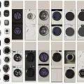Various Modern Washing Machines With Different Colors Designs And Front Load Styles 3d model
