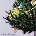 Festively Decorated Christmas Tree With Colorful Ornaments String Lights And Beads