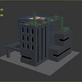 Modern Gray Architectural Building Model With Windows Roof Chimney And Extended Balcony