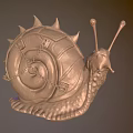 Decorative Snail Ornament Sculpture with Spiral Shell Spiked Design and Chain Details Metallic Finish