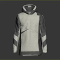 Hooded Gray And Light Gray Sweatshirt With Color Block Sleeves And Casual Design