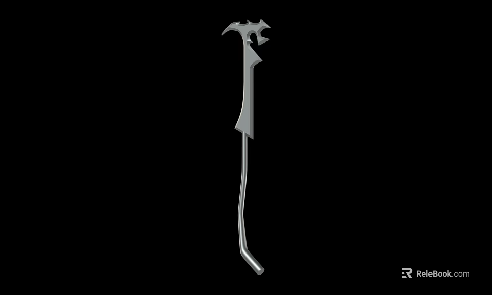 Unique Long Handled Metal Weapon With Axe Head And Decorative Top Design 3d model