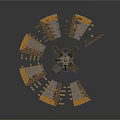 Detailed Sci Fi Mechanical Tower Structure With Scattered Metallic Modules And Platforms