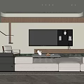 Modern Living Room Interior Design With Sectional Sofa Large Screen TV And Wooden TV Wall