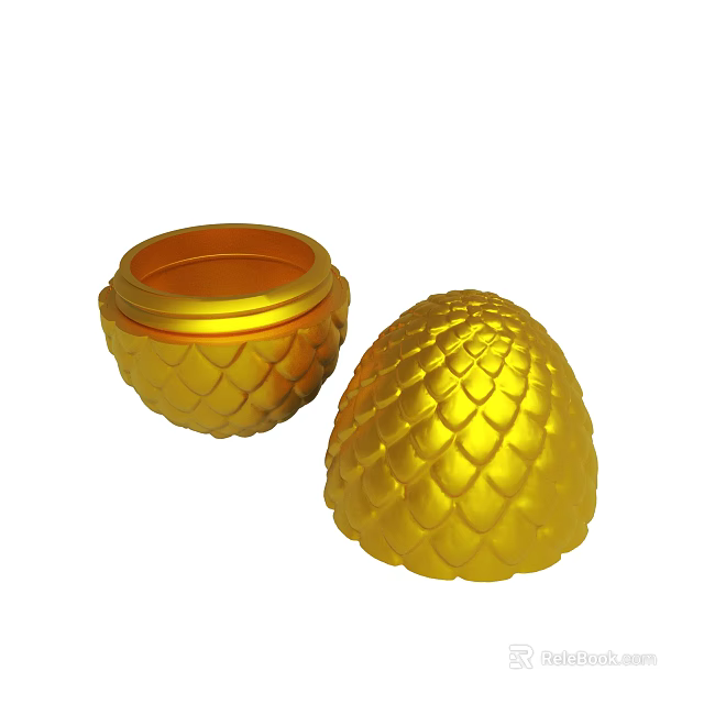 Golden Scaly Textured Containers One Open and One Closed Design 3d model 