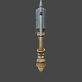 Game Style Axe Weapon With Stone Head Wooden Handle And Wrapped Details