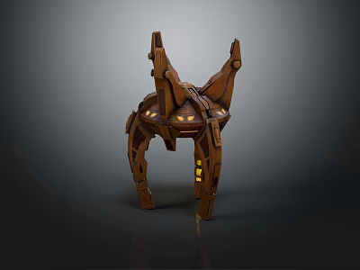 Multi Legged Brown Mechanical Creature With Robotic Structure And Glowing Lights 3d model
