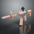 Tan Modern Tactical Rifle With Scope Ergonomic Grip And Multiple Components 3d model