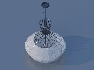 Elegant Modern Hanging Chandelier With Geometric Glass Shade And Metal Frame 3d model