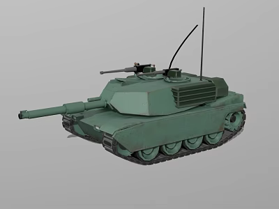 Modern Green Military Tank With Main Gun Antenna And Heavy Tracks Design 3d model