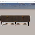 Modern Entryway Console Table And Side Cabinet With Wood Grain Geometric Pattern Gold Accents