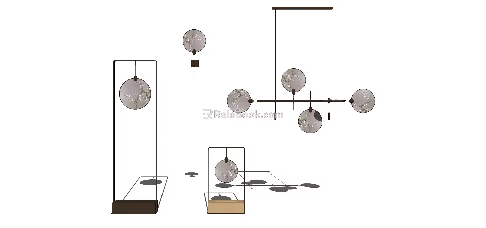 New Chinese-style Lamps Combination Chandelier Wall Lamp Table Lamp Combination 3d model