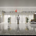 Stylish Clothing Store Interior Design With Mannequins Racks Plants Sofa And Lighting