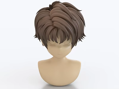 3D Decorative Head Figurine Ornament With Brown Hair And Closed Eyes Design 3d model