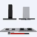 Modern Kitchen Appliances With Black And White Range Hoods And Gas Stoves