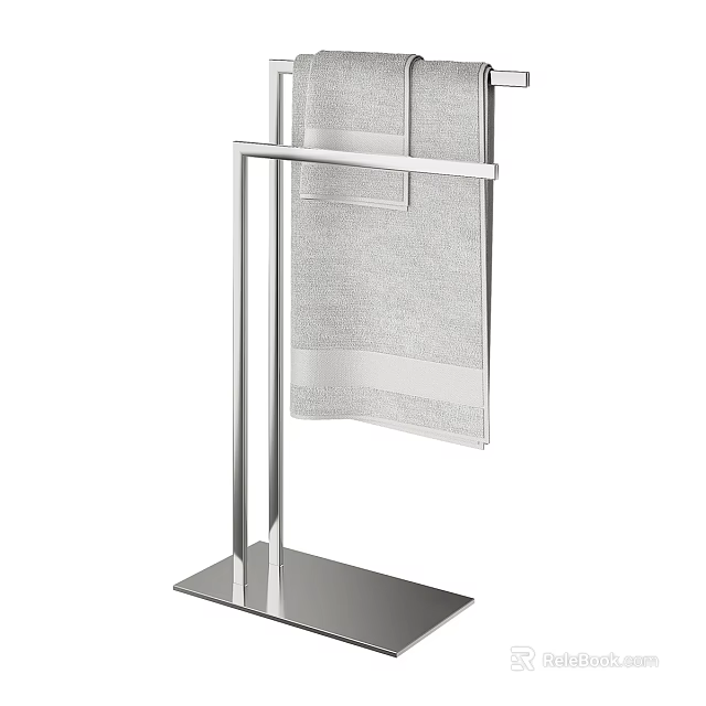 Practical Stainless Steel Towel Rack With Hanging Towel For Daily Washing Use 3d model 