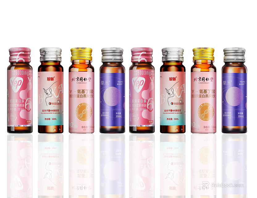Various Oral Liquid Bottles With Different Packages 3d model 