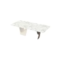 Stylish Modern Table With Marble Top And Unique White Wooden Curved Legs Design