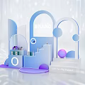 Modern Geometric Brand Showcase With Blue Purple Arches And Circular Elements 3d model