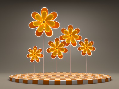 Windmill Glowing Windmill Beauty Chen Commercial Beauty Chen Spring Summer Light Strip Fashion Orange Yellow Flower 3d model