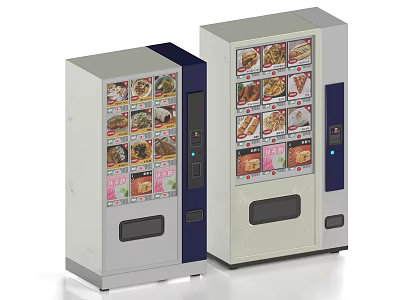 Commercial Food Vending Machines With Display Windows And Modern Design 3d model