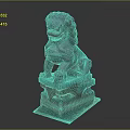 Ancient Stone Lion Statue With Intricate Carving And Traditional Sitting Posture