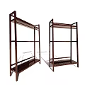 Two Modern Brown Metal Frame Shoe Racks With Multi Tiered Shelves