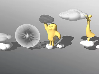 Modern City Sculpture Commercial Street Cloud Sculpture 3d model