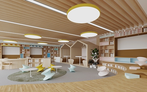 Kindergarten interior children's activity room kindergarten reading room children's play area 3d model