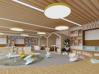 Kindergarten interior children's activity room kindergarten reading room children's play area 3d model