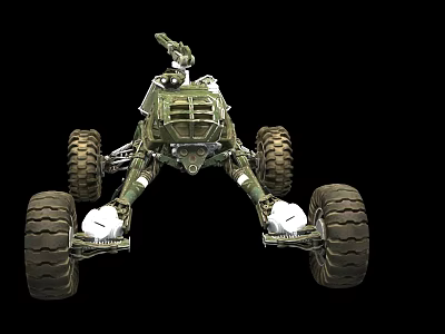Advanced Military Weapon Vehicle With Armored Tires And Robotic Arm Structure 3d model