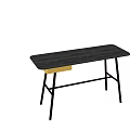 Modern Black Desk With Metal Legs And Gold Accents For Study Room