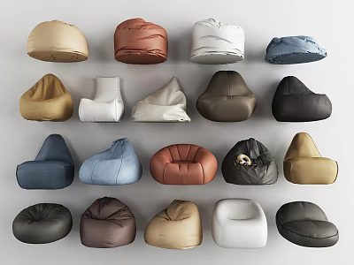Comfortable Bean Bag Chairs In Various Colors And Modern Designs For Living Room 3d model