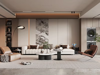 Modern Living Room Interior With Sofa Accent Chair Coffee Table And Area Rug 3d model