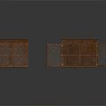 Brown Wooden Cabinets With Lattice Glass Doors One Closed And One Open On Reflective Floor