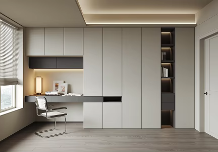 Modern desk wardrobe 3d model