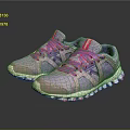 Purple and Pink Athletic Shoes with Pink Laces and Textured Rubber Sole Sporty Design