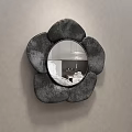 Gray Textured Flower Shaped Wall Mounted Decorative Mirror For Home Interior Decor