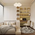 Tatami Bedroom Interior With Built in Storage Cabinets Desk Chair And Window
