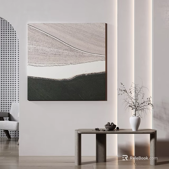 Modern Minimalist Interior With Abstract Art And Decorations 3d model