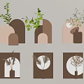 Minimalist Wall Decor With Arched Circular Shapes Wooden Frames Neutral Tones And Green Plants