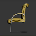 Comfortable Yellow Velvet Office Chair With Modern Metal Frame And Armrests